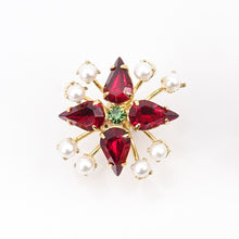 画像をギャラリービューアに読み込む, ピアス ラインストーン レッド グリーン パール ホワイト フラワー 124732