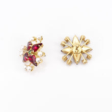 画像をギャラリービューアに読み込む, ピアス ラインストーン レッド グリーン パール ホワイト フラワー 124732