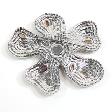 画像をギャラリービューアに読み込む, ブローチ ラインストーン ブルー フラワー 125256