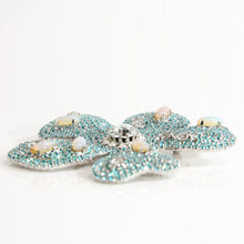 画像をギャラリービューアに読み込む, ブローチ ラインストーン ブルー フラワー 125256