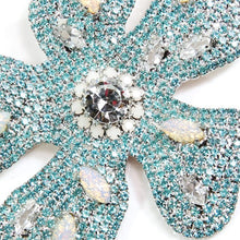 画像をギャラリービューアに読み込む, ブローチ ラインストーン ブルー フラワー 125256