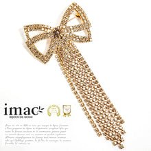 Load image into Gallery viewer, ブローチ ラインストーン ゴールド リボン 126222