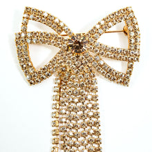 Load image into Gallery viewer, ブローチ ラインストーン ゴールド リボン 126222
