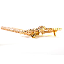 Load image into Gallery viewer, ブローチ ラインストーン ゴールド リボン 126222