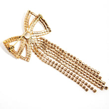 Load image into Gallery viewer, ブローチ ラインストーン ゴールド リボン 126222