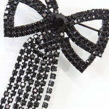 画像をギャラリービューアに読み込む, ブローチ ラインストーン リボン ブラック ハンギング 126671