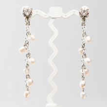 画像をギャラリービューアに読み込む, 【芸能人着用】イヤリング 淡水パール クォーツ ラインストーン ピンク ロング 127366