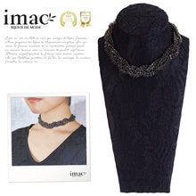 画像をギャラリービューアに読み込む, ラインストーンとボヘミアングラスを組み合わせた、チョーカータイプのネックレス