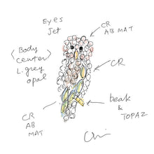 画像をギャラリービューアに読み込む, バッジ ラインストーン ホワイト ふくろう 133364 メール便