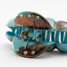 画像をギャラリービューアに読み込む, ヘアクリップ ローズ ラインストーン ブラウン ブルー Sサイズ 134147