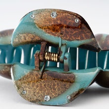 画像をギャラリービューアに読み込む, ヘアクリップ ローズ ラインストーン ブラウン ブルー Lサイズ 134148