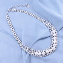 画像をギャラリービューアに読み込む, 【松丸友紀 アナ着用】ネックレス ラインストーン パール クリアカラー ホワイト 136111