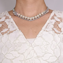 画像をギャラリービューアに読み込む, 【松丸友紀 アナ着用】ネックレス ラインストーン パール クリアカラー ホワイト 136111
