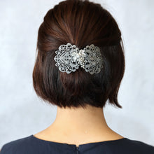 画像をギャラリービューアに読み込む, バレッタ レースメタル グレープ ブロンズ/ブラック/シルバー