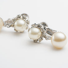 画像をギャラリービューアに読み込む, ネックレス&イヤリングセット ラインストーン パール クリアカラー ホワイト 149851 142811