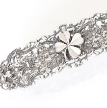 画像をギャラリービューアに読み込む, バレッタ レースメタル シルバー クローバー 143469 メール便