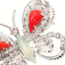 画像をギャラリービューアに読み込む, ブローチ ラインストーン ボヘミアングラス オレンジ クリアカラー グリーン バタフライ 143471 メール便