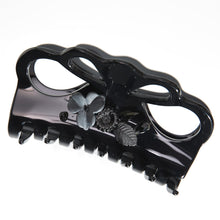 画像をギャラリービューアに読み込む, 花モチーフの黒曜石と、ヨーロッパ製ボヘミアングラスが美しいクリップ「ガーデン」