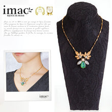 画像をギャラリービューアに読み込む, 【ももクロ佐々木彩夏さん着用】ネックレス ボヘミアングラス ラインストーン パール グリーン ゴールド グレー 40cm ショート 145819