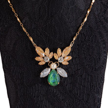 画像をギャラリービューアに読み込む, 【ももクロ佐々木彩夏さん着用】ネックレス ボヘミアングラス ラインストーン パール グリーン ゴールド グレー 40cm ショート 145819