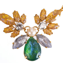 画像をギャラリービューアに読み込む, 【ももクロ佐々木彩夏さん着用】ネックレス ボヘミアングラス ラインストーン パール グリーン ゴールド グレー 40cm ショート 145819