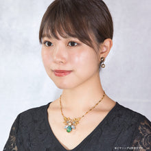 画像をギャラリービューアに読み込む, 【ももクロ佐々木彩夏さん着用】ネックレス ボヘミアングラス ラインストーン パール グリーン ゴールド グレー 40cm ショート 145819