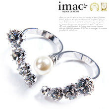 画像をギャラリービューアに読み込む, 【乃木坂46着用】リング ラインストーン パール クリアカラー ホワイト ダブルリング フリーサイズ 146185