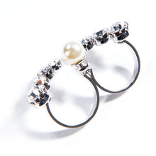 画像をギャラリービューアに読み込む, 【乃木坂46着用】リング ラインストーン パール クリアカラー ホワイト ダブルリング フリーサイズ 146185