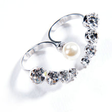 画像をギャラリービューアに読み込む, 【乃木坂46着用】リング ラインストーン パール クリアカラー ホワイト ダブルリング フリーサイズ 146185