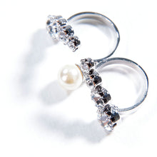 画像をギャラリービューアに読み込む, 【乃木坂46着用】リング ラインストーン パール クリアカラー ホワイト ダブルリング フリーサイズ 146185