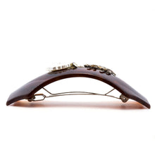 画像をギャラリービューアに読み込む, バレッタ パール ラインストーン ホワイト ブラウン クリアカラー ローズ らくだ 留金9cm 146923