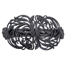 画像をギャラリービューアに読み込む, バレッタ レースメタル ブラック フラワー ボタニカル 留金9cm 147660