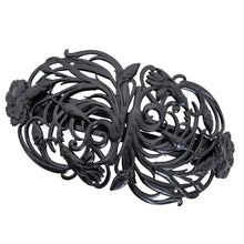 画像をギャラリービューアに読み込む, バレッタ レースメタル ブラック フラワー ボタニカル 留金9cm 147660