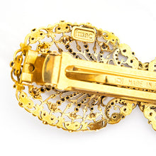 画像をギャラリービューアに読み込む, バレッタ レースメタル ゴールド フラワー 留金7cm 148096