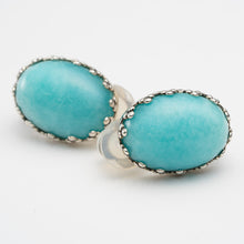 Load image into Gallery viewer, イヤリング アマゾナイト 天然石 ブルー オーバル 148158