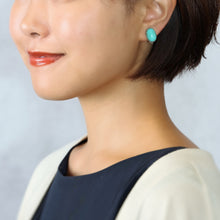Load image into Gallery viewer, イヤリング アマゾナイト 天然石 ブルー オーバル 148158
