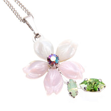 画像をギャラリービューアに読み込む, ペンダント ラインストーン ボヘミアングラス 桜 ピンク 148206 メール便
