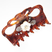 画像をギャラリービューアに読み込む, 花モチーフの白蝶貝(マザーオブパール)の上品な光沢が美しいクリップ「ガーデン」