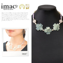 Load image into Gallery viewer, ネックレス 天然石 ジェイド アメシスト ローズクォーツ 淡水パール グリーン ピンク パープル クローバー ローズ 41cm nl148286