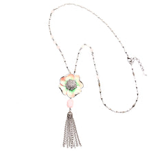Load image into Gallery viewer, ネックレス ローズクォーツ 七宝 ピンク フラワー チェーン タッセル 148399