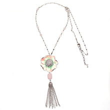 Load image into Gallery viewer, ネックレス ローズクォーツ 七宝 ピンク フラワー チェーン タッセル 148399