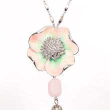 Load image into Gallery viewer, ネックレス ローズクォーツ 七宝 ピンク フラワー チェーン タッセル 148399