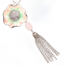 Load image into Gallery viewer, ネックレス ローズクォーツ 七宝 ピンク フラワー チェーン タッセル 148399