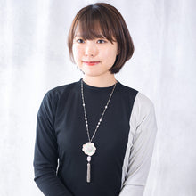 Load image into Gallery viewer, ネックレス ローズクォーツ 七宝 ピンク フラワー チェーン タッセル 148399