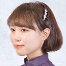 画像をギャラリービューアに読み込む, コーム 白蝶貝 ボヘミアングラス パール ブルー ホワイト ブラウン 148598