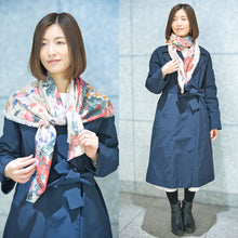 画像をギャラリービューアに読み込む, スカーフ ウール シルク ベージュ フラワー 149154