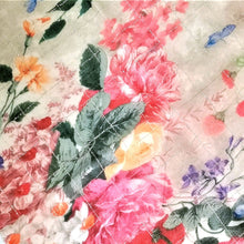 画像をギャラリービューアに読み込む, スカーフ ウール シルク ベージュ フラワー 149154