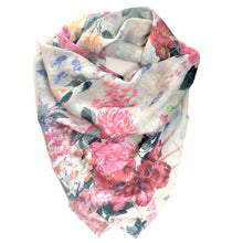 画像をギャラリービューアに読み込む, スカーフ ウール シルク ベージュ フラワー 149154