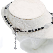画像をギャラリービューアに読み込む, 黒蝶貝、クラウディアゲート、ブラックアゲートを組み合わせたショートネックレス