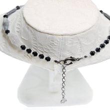 画像をギャラリービューアに読み込む, 黒蝶貝、クラウディアゲート、ブラックアゲートを組み合わせたショートネックレス